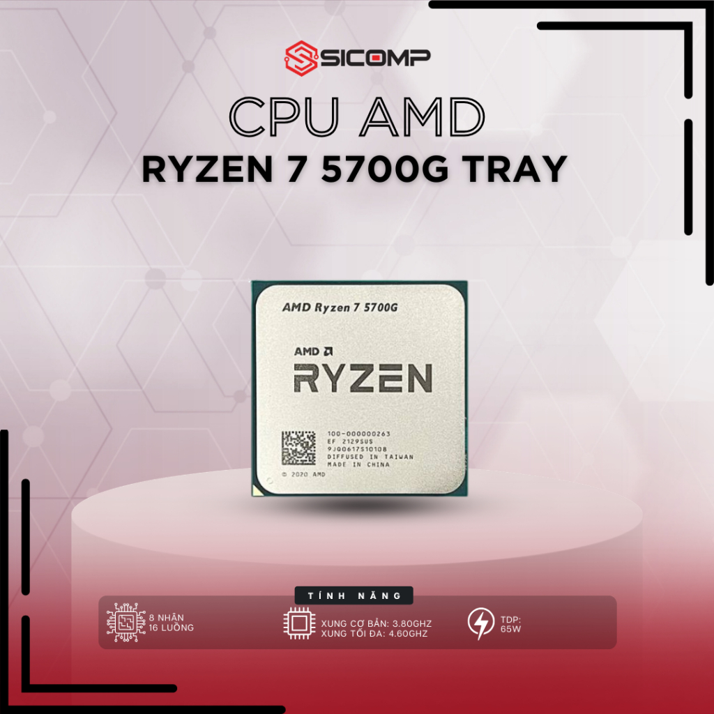 [FULL VAT] CPU AMD RYZEN 7 5700G TRAY (không fan) - NO BOX, Bảo hành 3 năm