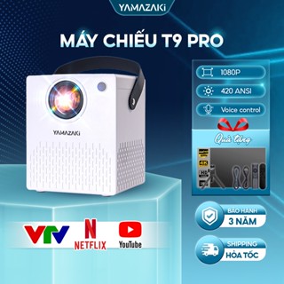 Máy Chiếu Mini Yamazaki T9 Pro Độ Phân Giải HD 4K, Độ Sáng 420 ANSI Hình Ảnh Sắc Nét Chiếu Phim Phòng Ngủ Bảo Hành 3 Năm