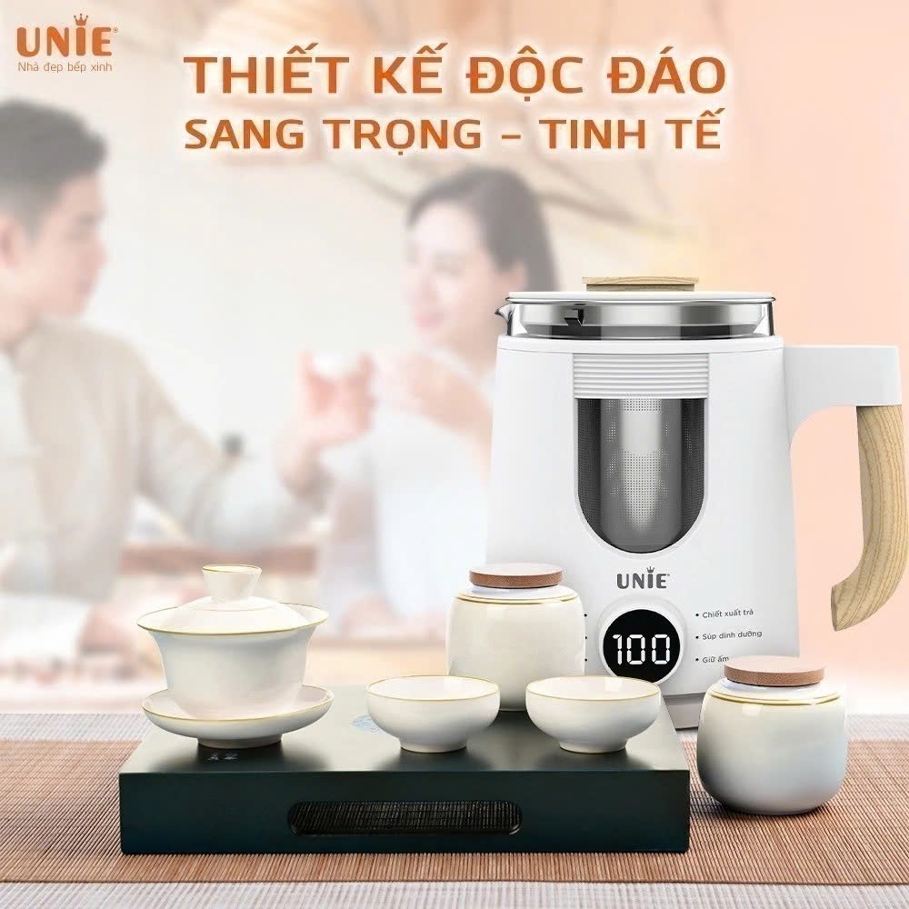 Ấm siêu tốc UNIE UEK1081W, Công suất: 800W, Dung tích 1L, 6 tính năng đa dạng, đun nước, pha trà tiện nợi, BH 24 Tháng