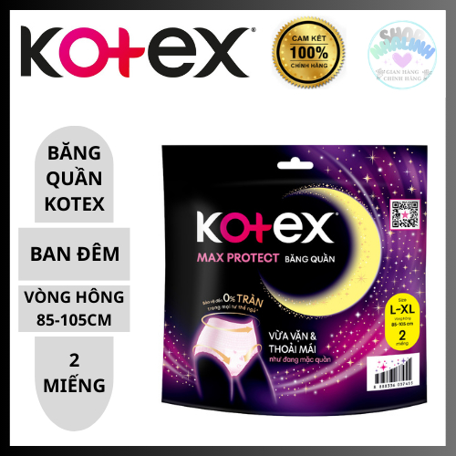 Băng Vệ Sinh Ban Đêm Kotex Overnight Panties Dạng Quần Cỡ L/XL 2 Miếng