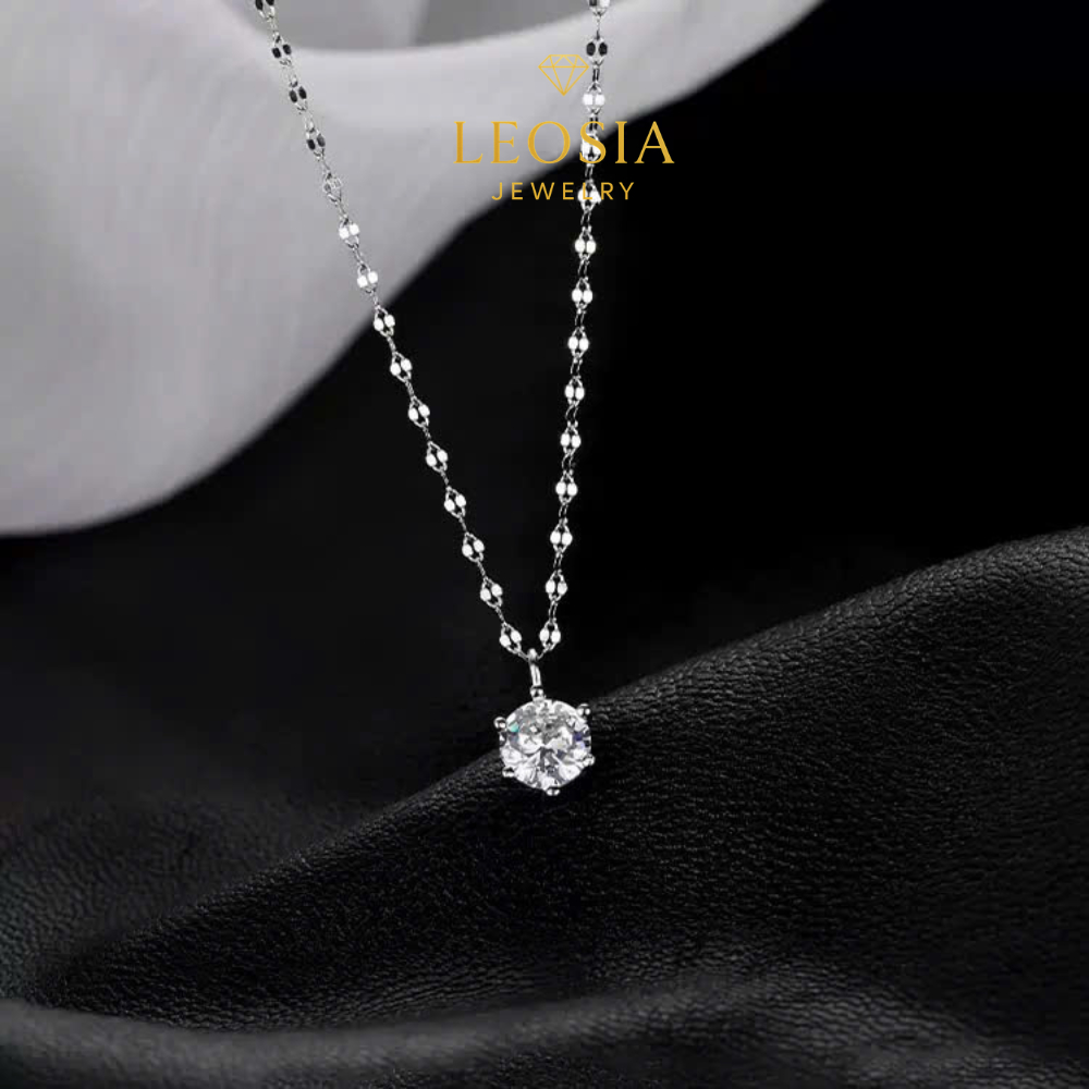 Dây chuyền nữ bạc S925 đính đá LEOSIA JEWELRY LA14 cao cấp, sang trọng