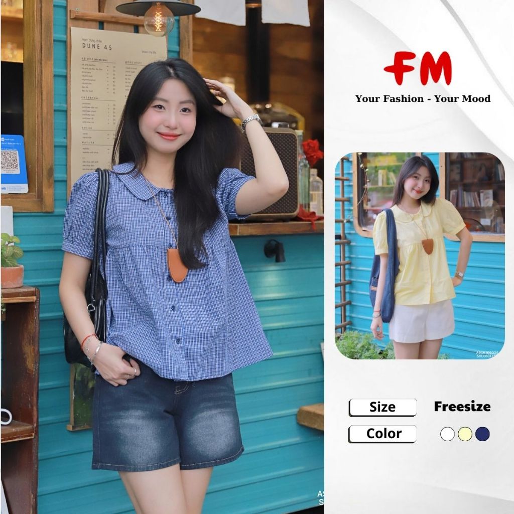 Áo Sơ Mi Babydoll Cổ Sen Tay Bồng FMSTYLE - Áo Kiểu Nữ Dáng Xòe Họa Tiết Chấm Bi Tiểu Thư 26010441