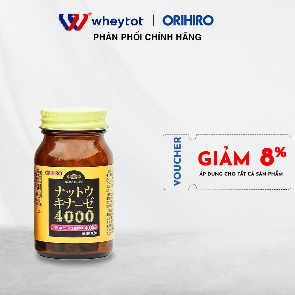 Orihiro Nattokinase 4000FU 60 Viên | Hỗ Trợ Giảm Nguy Cơ Huyết Khối, Hỗ Trợ Tim Mạch | Chính Hãng Nh
