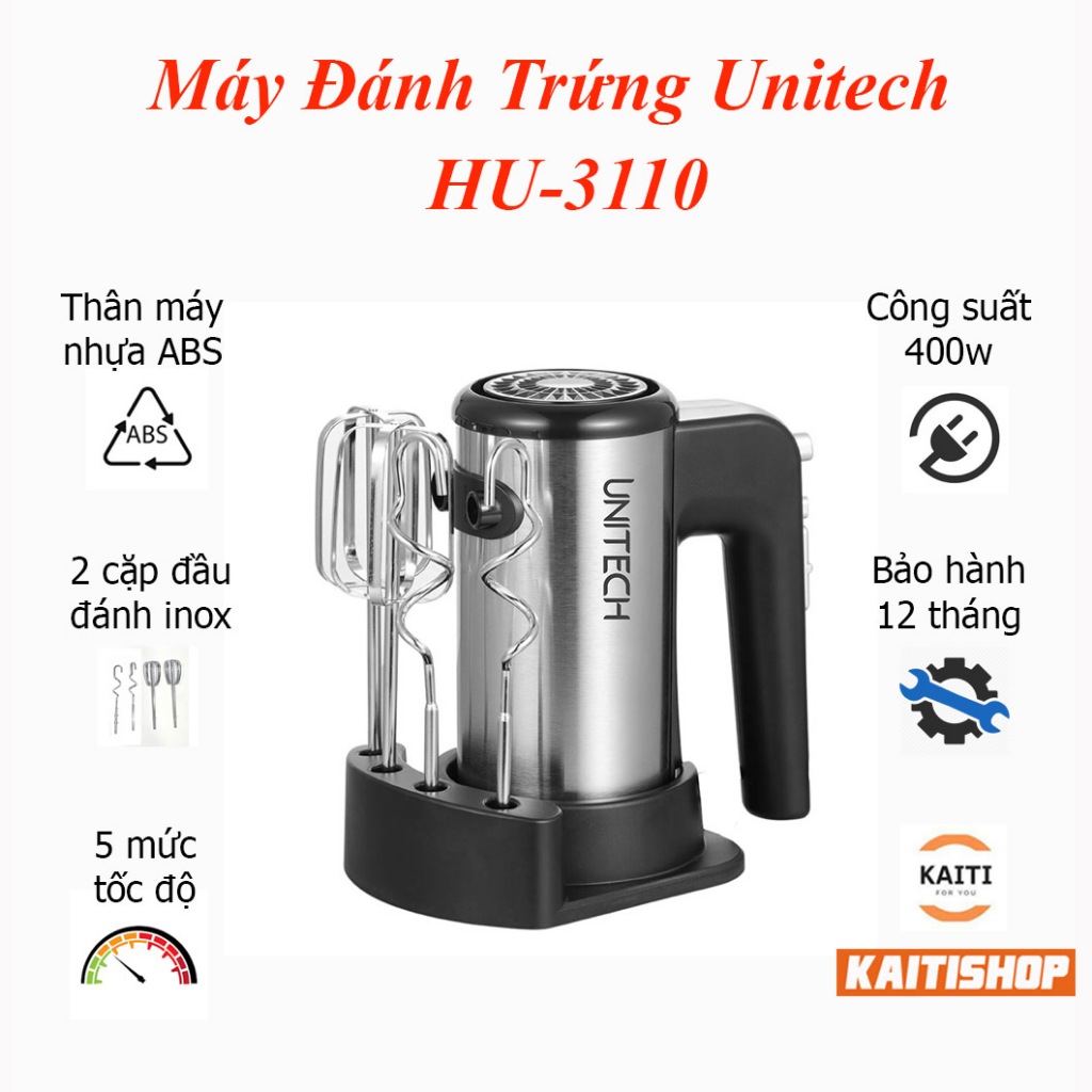 [Xuất được HD VAT] Máy Đánh Kem Đánh Trứng Cầm Tay Unitech HU-3110