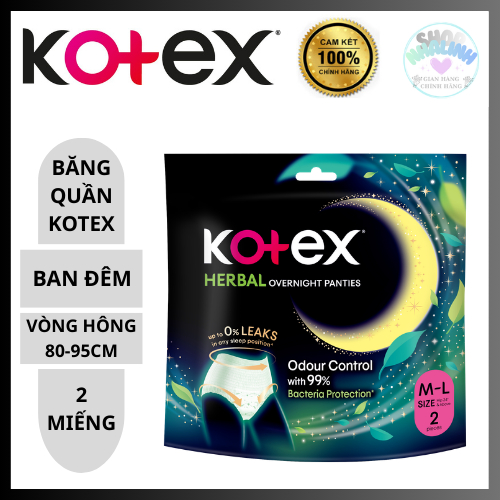 Băng quần ban đêm Kotex Herbal size M-L (2 miếng/gói)