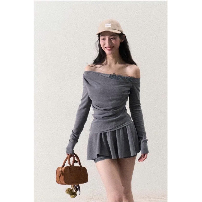 [OAKMOO]  chân váy ngắn - màu xám