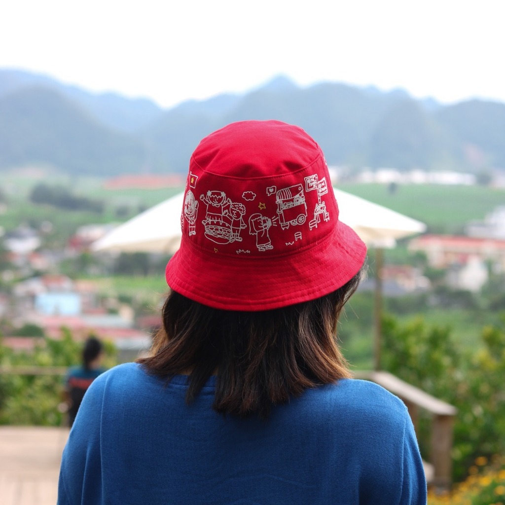 Nón bucket nữ, mũ bucket nữ cute Tò He họa tiết từ tranh vẽ, vải thấm mồ hôi, đa dạng kích cỡ màu sắ