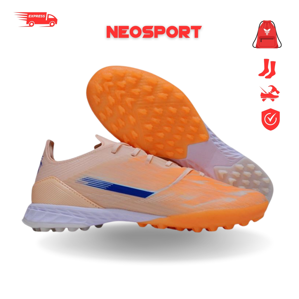 (Có khâu Full đế) Giày Bóng Đá Cỏ Nhân Tạo F50 Cam Sữa TF