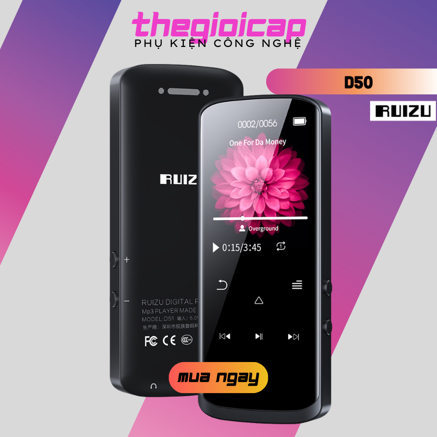 Máy Nghe Nhạc MP3 Màn Hình 1.8 inch Bluetooth RUIZU D50 Bộ Nhớ Trong 16GB