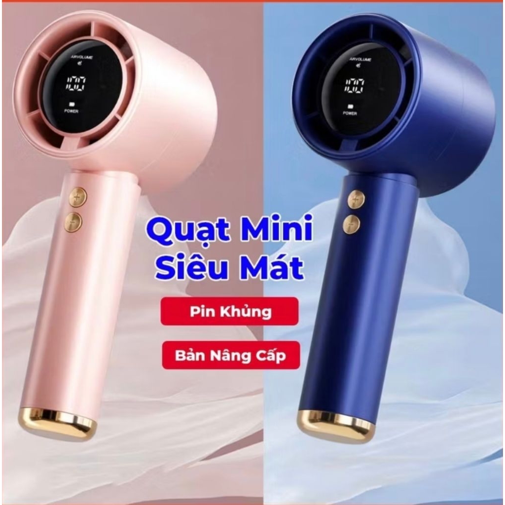 Quạt Cầm Tay Mini M2 5000mAh Gió 100 Cấp Độ Màn Hình Hiển Thị Nét Thông Minh