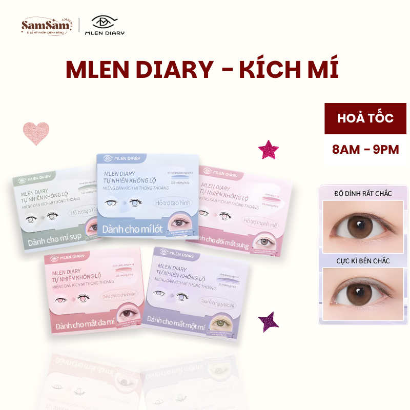 Miếng Dán Kích Mí MLEN DIARY Tàng Hình Không Lộ - Kích Mí Mắt 1 Mí Thành 2 Mí Chống Nước