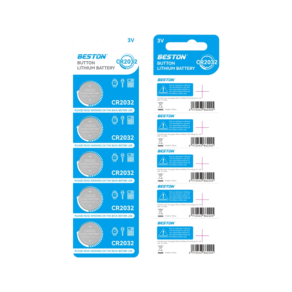 Vỉ 05 Pin cúc áo 3V Beston CR2032