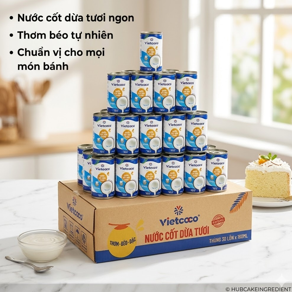 Thùng 30 lon nước cốt dừa tươi Vietcoco 160ml