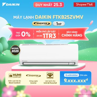 [MIỄN PHÍ LẮP ĐẶT 1TR3] Máy Lạnh Daikin Inverter 1 chiều FTKB25ZVMV 1HP 9000BTU - Model 2025