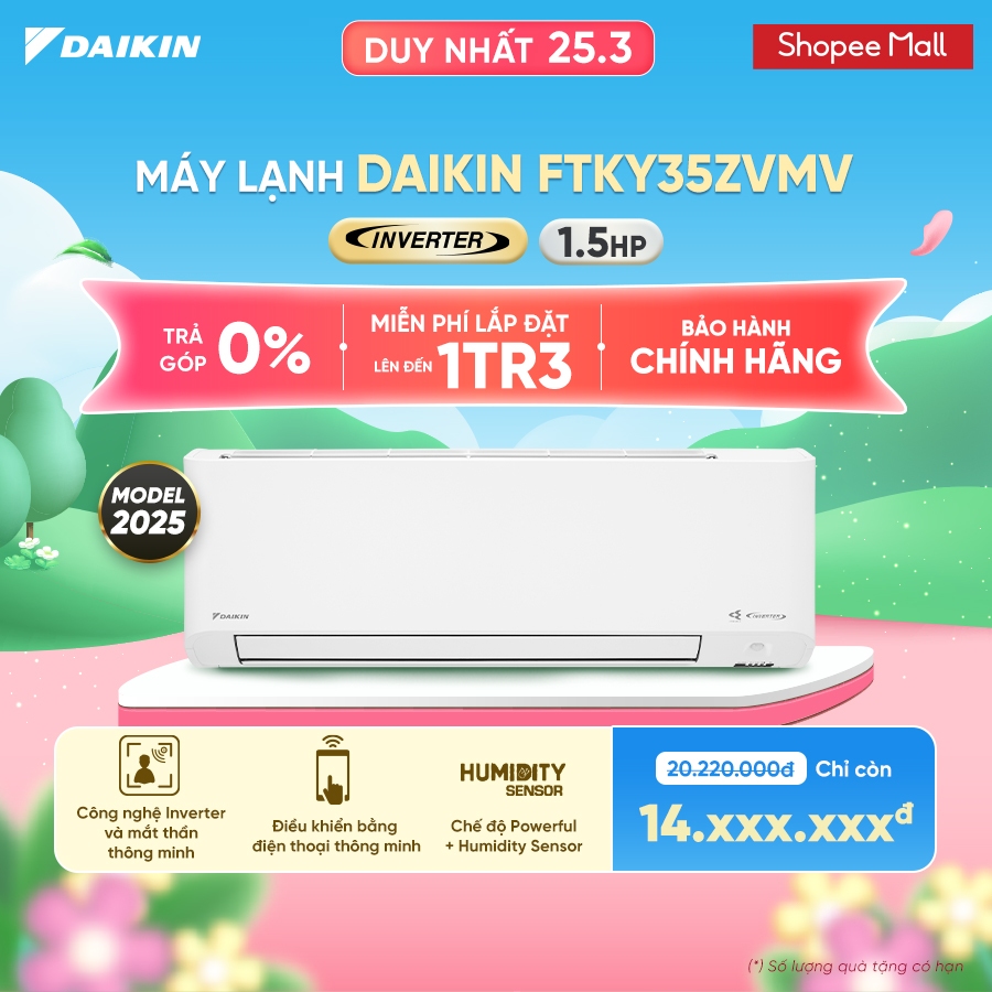 Daikin FTKY35ZVMV - Máy Lạnh Inverter 1.5HP Tiết Kiệm Điện