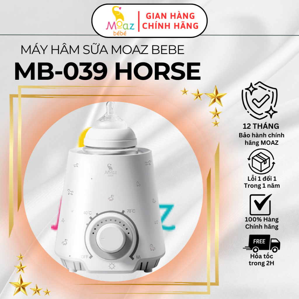 Máy hâm sữa tiệt trùng Moaz BéBé MB039 Horse, hâm sữa, tiệt trùng hâm nóng đồ ăn