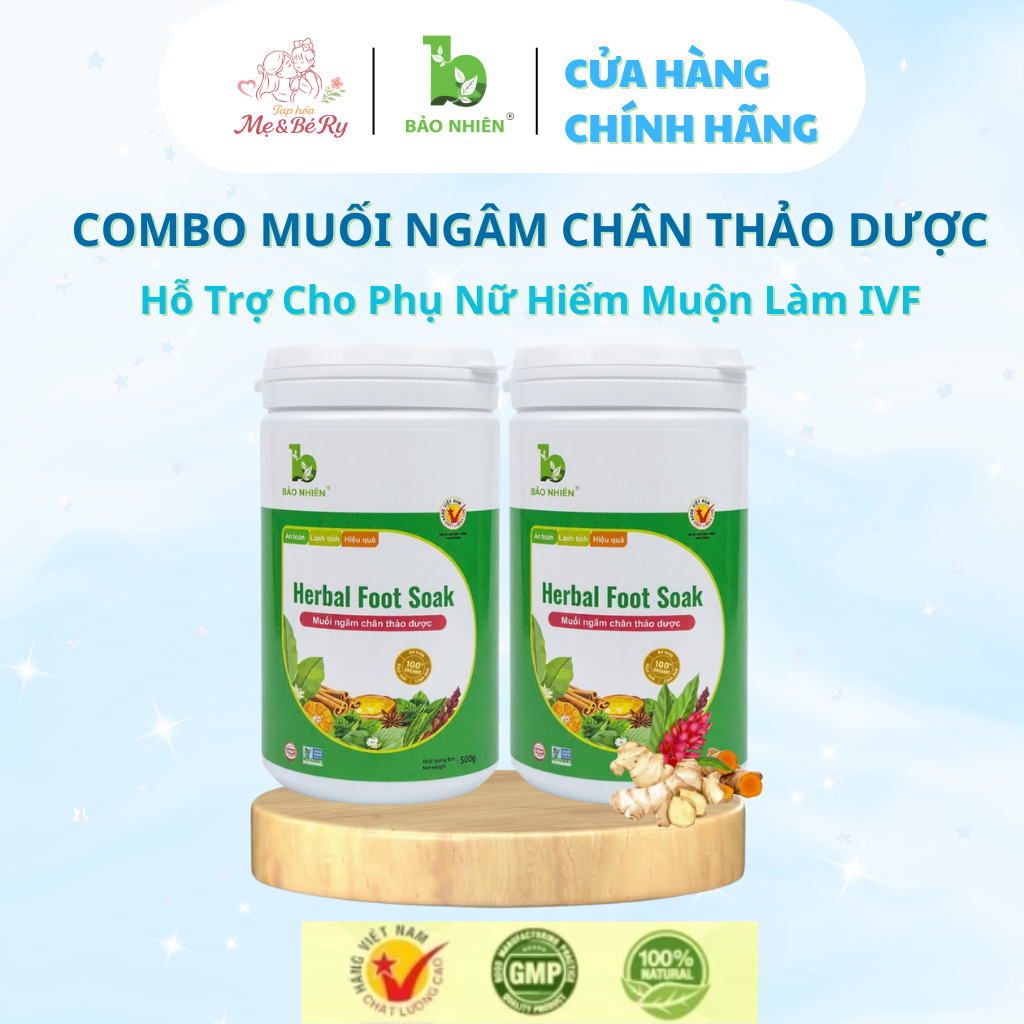 Combo 02 Muối ngâm chân IVF Bảo Nhiên - cho người chuẩn bị làm IVF - Hũ 500Gr