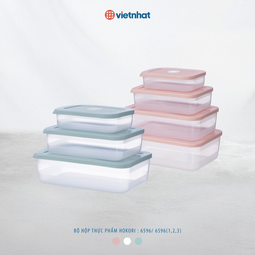 Bộ 3 hộp đựng thực phẩm chữ nhật Hokori, Bộ hộp lạnh Việt Nhật (ms 6596)