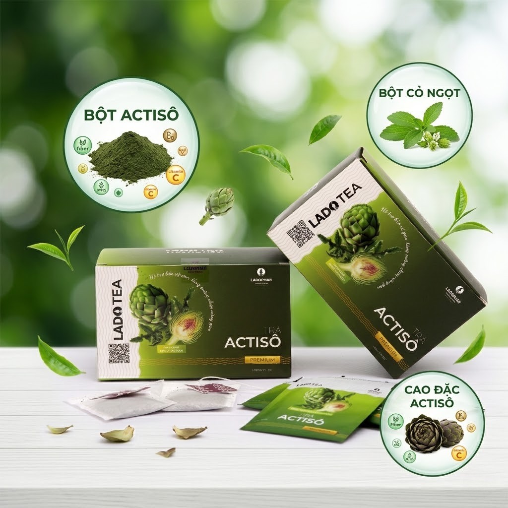 Trà túi lọc Lado Tea Actiso Hỗ trợ bảo vệ gan, tăng cường chức năng gan - Chính hãng Ladophar