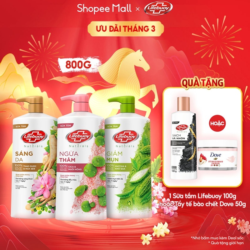 Sữa tắm Lifebuoy Thiên nhiên Detox Và Chăm Sóc Chuyên Sâu 800g