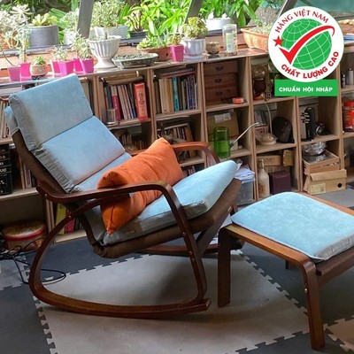 Ghế thư giãn | POANG | plywood óc chó/bạch dương | vải cotton | xanh | R67xS139xC86 cm