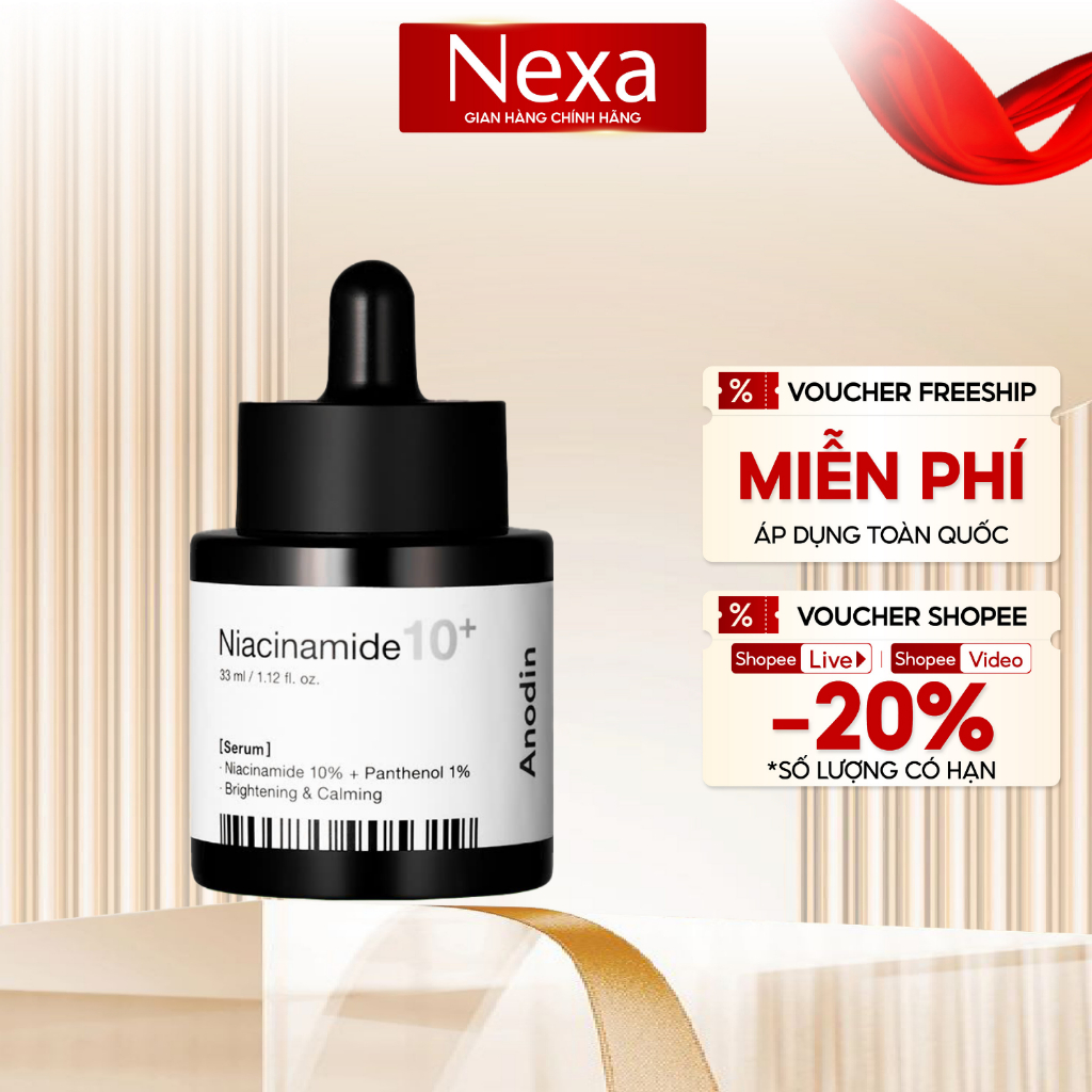 Serum dưỡng sáng và mờ thâm Anodin Niacinamide 10 Plus 33ml