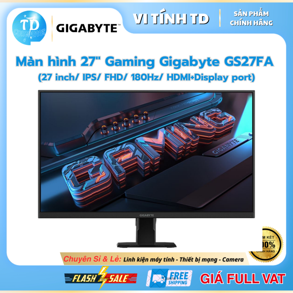 Màn hình Gaming Gigabyte GS27FA | 27 inch, Full HD, IPS, 180Hz, 1ms - Hàng chính hãng