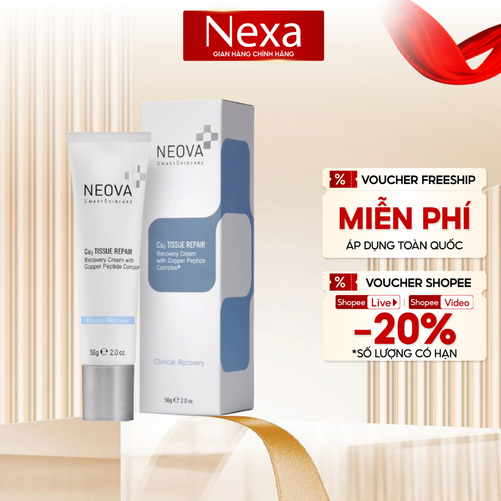 Kem dưỡng phục hồi Cu3 Tissue Repair cream Neova giúp phục hồi da hư tổn sau laser, meso, bỏng 60ml