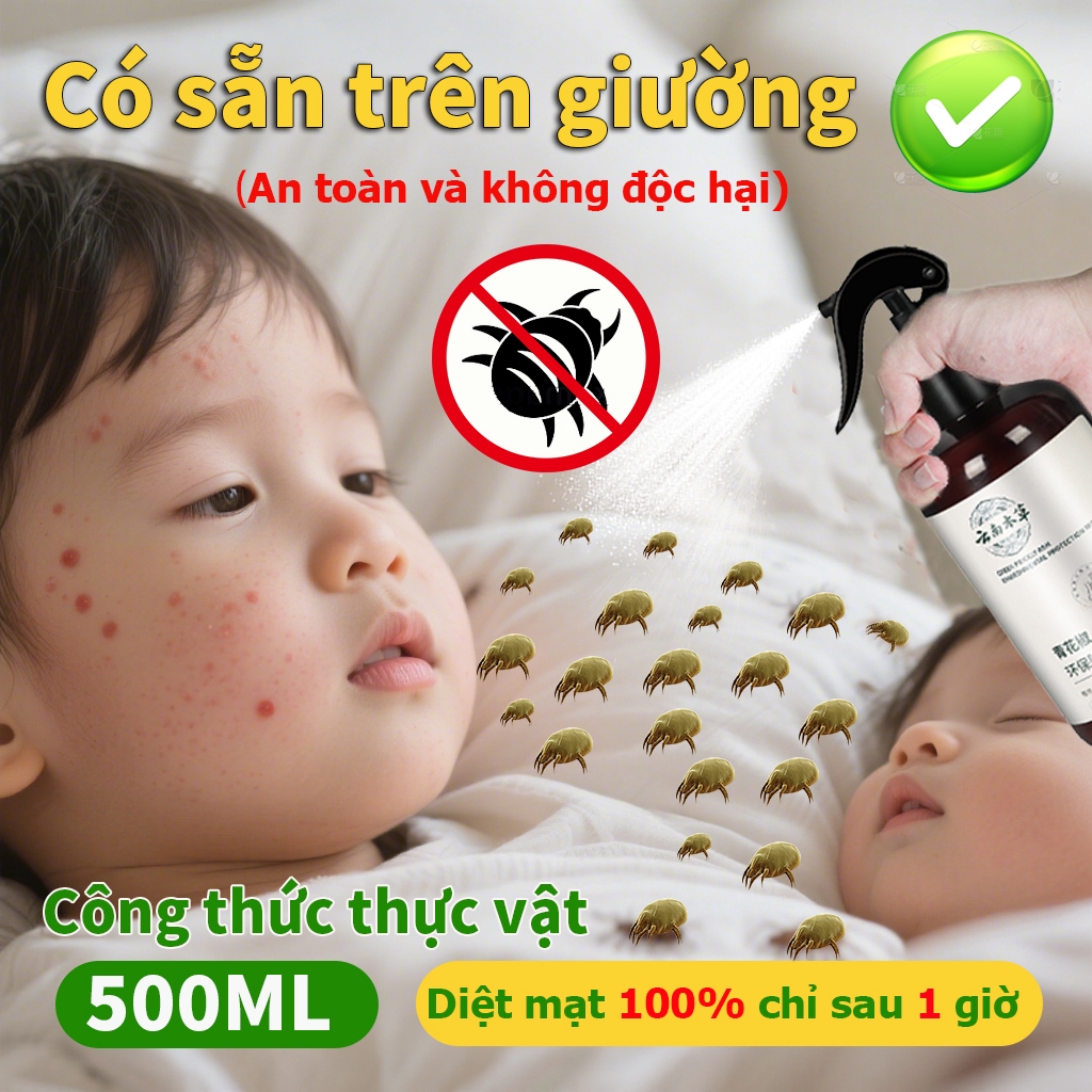 🎆LUCK Bình xịt diệt bọ rệp, rệp giường, mạt bụi, ve chó thảo dược tự nhiên.Bình xịt thơm phòng,đuổi côn trùng,muỗi 500ml