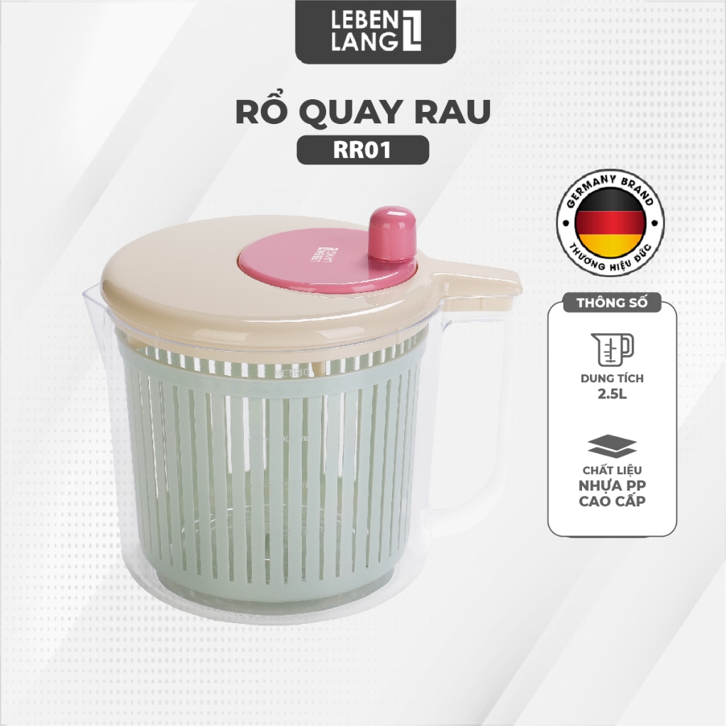 Rổ quay rau Lebenlang RR01,rổ quay rau củ quả 2.5L, rổ rửa rau đa năng nhựa pp cao cấp - chính hãng | BigBuy360 - bigbuy360.vn