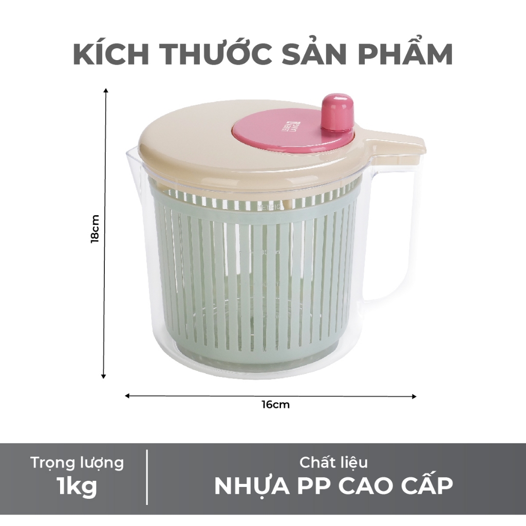 Rổ quay rau Lebenlang RR01,rổ quay rau củ quả 2.5L, rổ rửa rau đa năng nhựa pp cao cấp - chính hãng | BigBuy360 - bigbuy360.vn