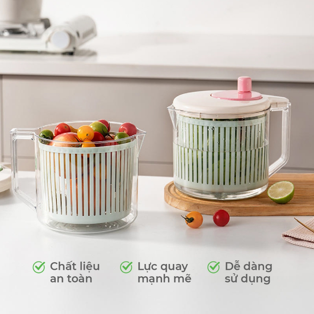 Rổ quay rau Lebenlang RR01,rổ quay rau củ quả 2.5L, rổ rửa rau đa năng nhựa pp cao cấp - chính hãng | BigBuy360 - bigbuy360.vn