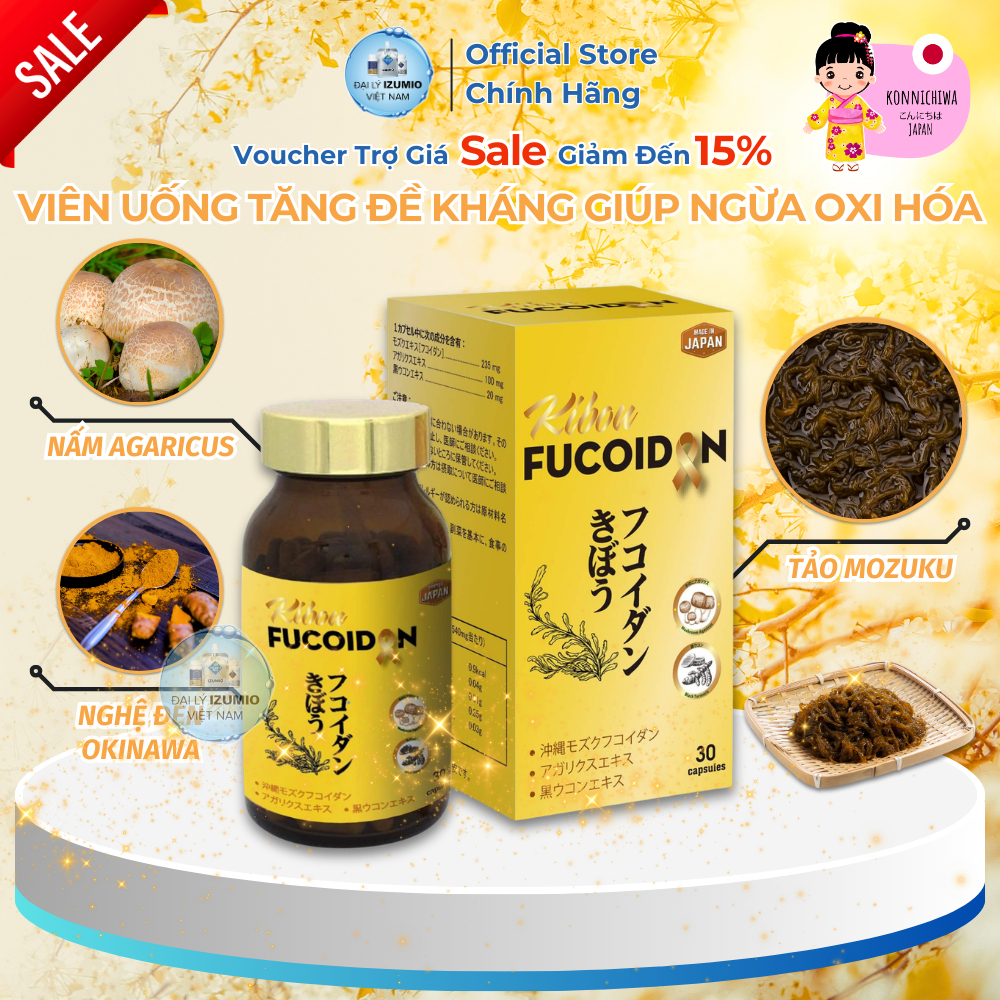 [Mua 5 Tặng 1] Kibou Fucoidan - Hộp 120 Viên Uống Tăng Đề Kháng Giúp Ngừa Oxi Hóa Nhập Nhập Khẩu Nhậ