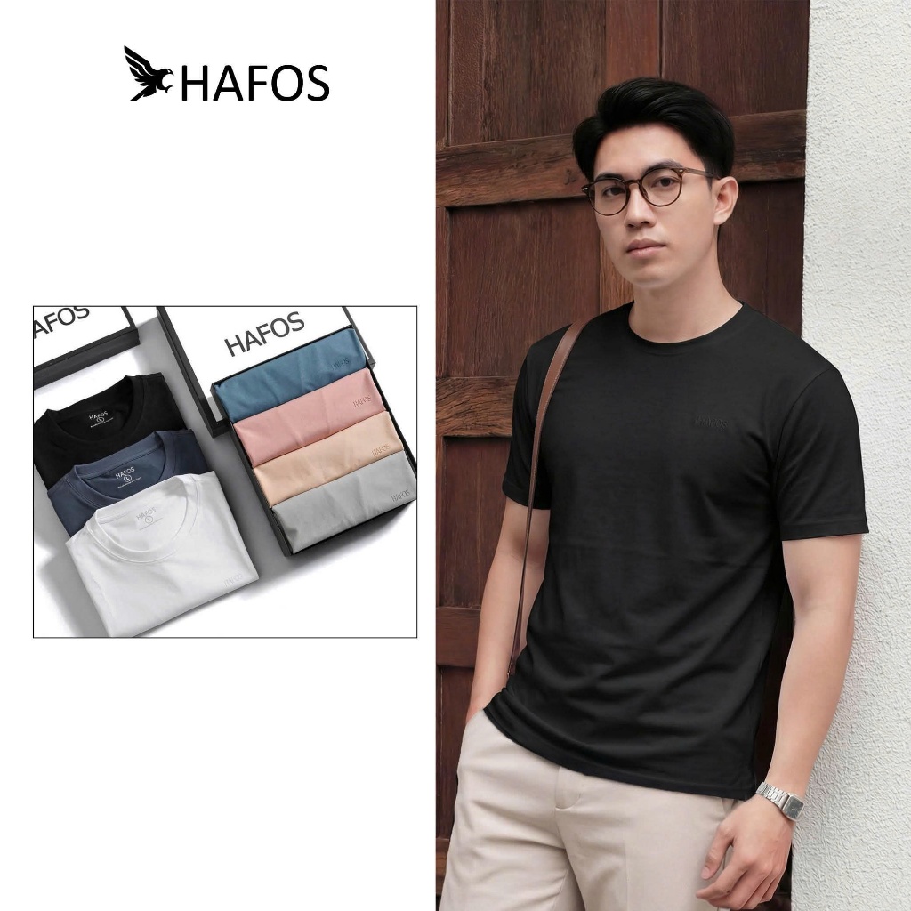 [ 10 MÀU ] Áo thun trơn HAFOS cotton 4 chiều mát lạnh, ít nhăn. Áo thun basic co giãn, thấm hút mồ hôi