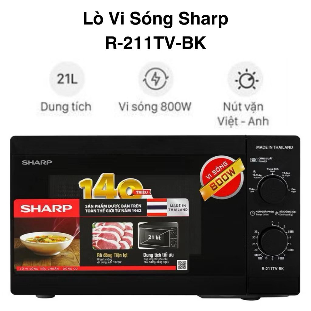 Lò vi sóng Sharp R-211TV-BK Sản xuất tại Thái lan