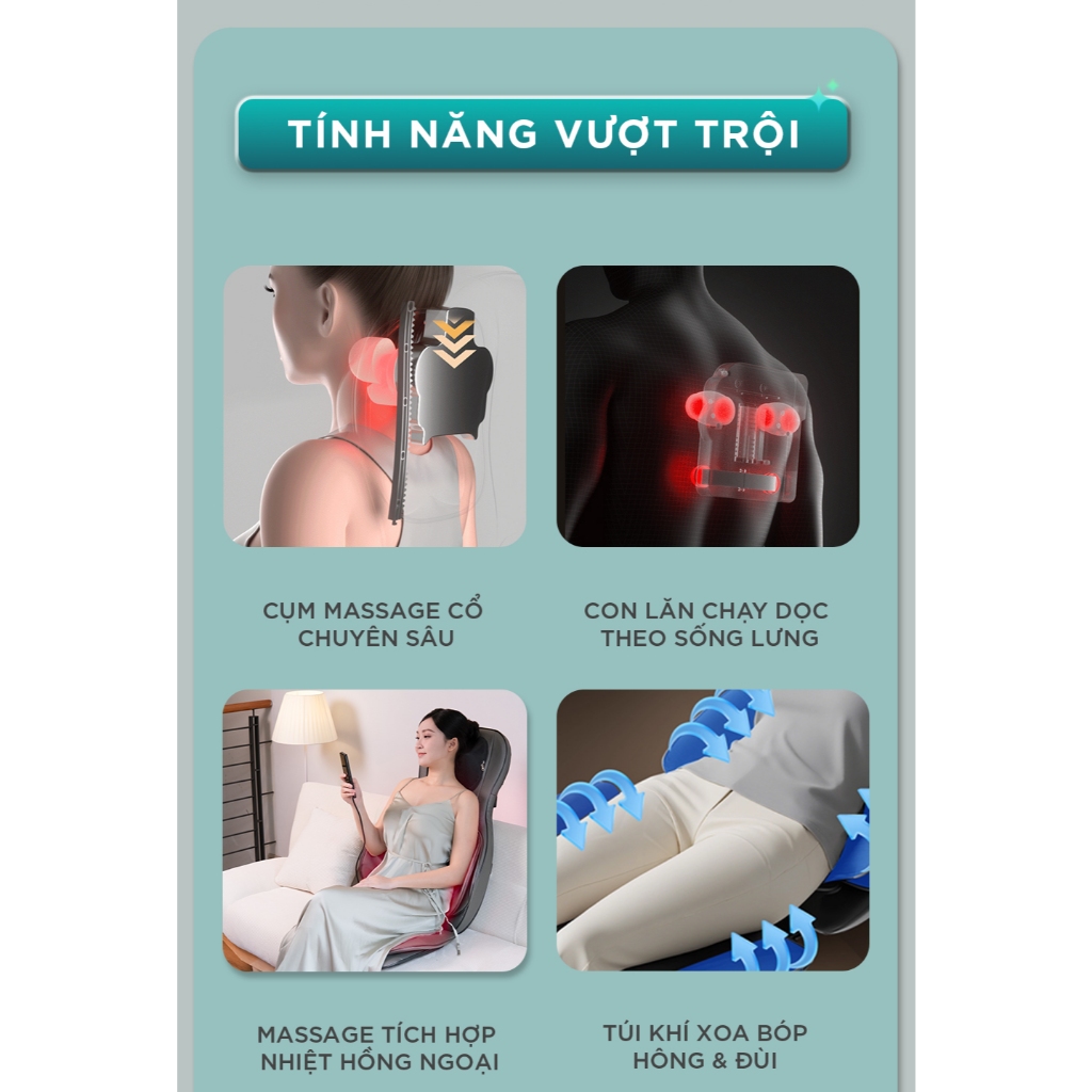 Đệm Massage Toàn Thân KINGTECH KC-700 - Mát Xa 3D Chuyên Sâu Cho Lưng, Cổ Gáy - Quà Tặng Cho Bố Mẹ, Sếp, Khách Hàng | BigBuy360 - bigbuy360.vn