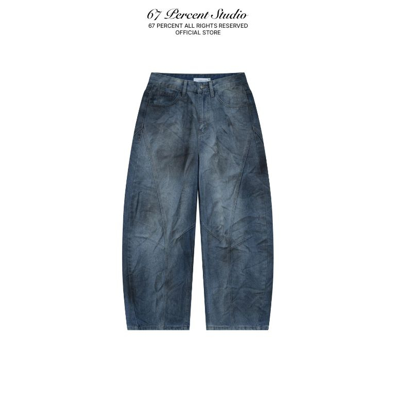 Quần Jeans Washed Hiệu Ứng Ống Cong 67PERCENT/67% - OIL DIRTY WASH JEANS