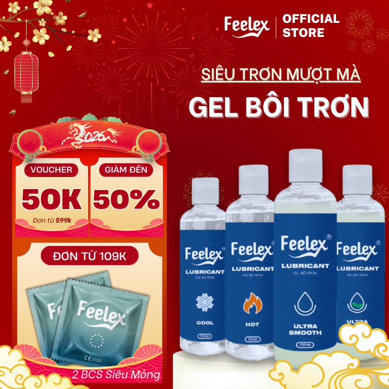 Gel bôi trơn Feelex Lubricant siêu trơn, lâu khô, lạnh an toàn 250ml