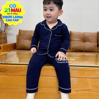 Bộ Ngủ Pijama Thun Lạnh Cao Cấp Cho Bé Trai Bé Gái 7-20kg.