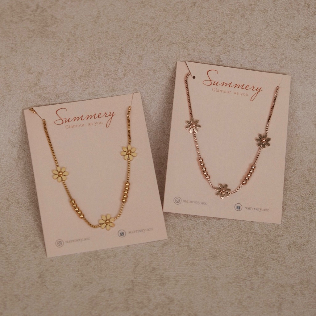 Lắc tay thép không gỉ SUMMERY hoa phối bi mạ vàng 18k