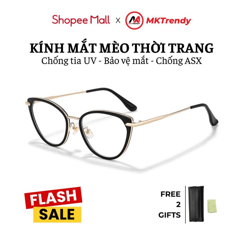 [Live x MKTRENDY] Kính mắt mèo gọng kim loại chống ánh sáng xanh chống tia UV K8
