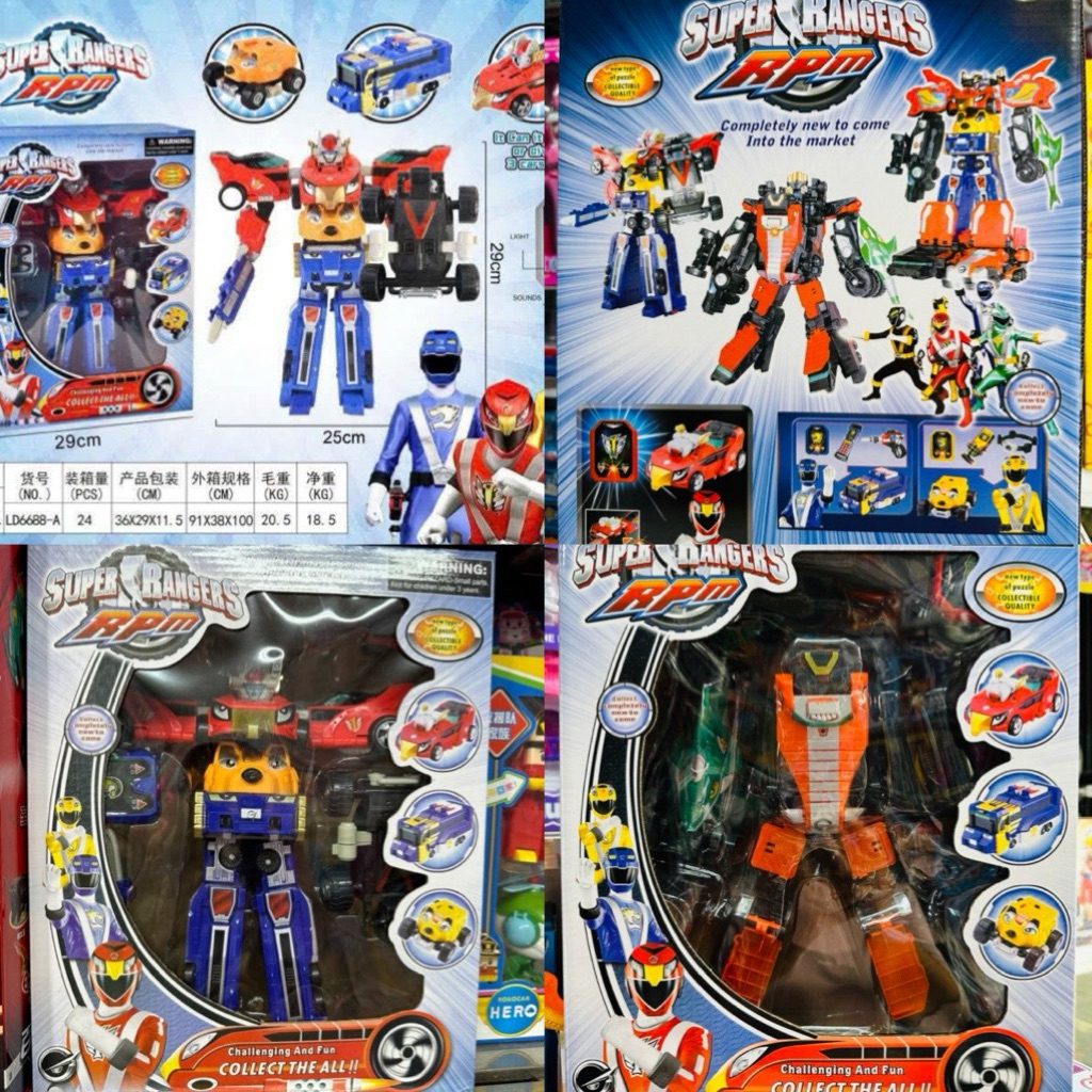 Robot Biến Hình Super Rangers RPM Lắp Ghép Từ Xe Đua Có Đèn Nhạc – Đồ Chơi Robot Siêu Anh Hùng Cho B