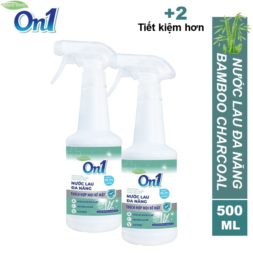COMBO 2 chai nước lau đa năng ON1 Hương Bamboo Charcoal (2 chai x 500ml) DN500
