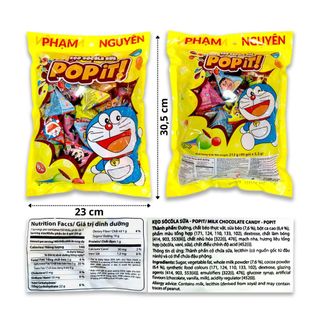 Túi Kẹo socola sữa Popit Phạm Nguyên Doraemon 212g | Socola | Đồ ăn vặt