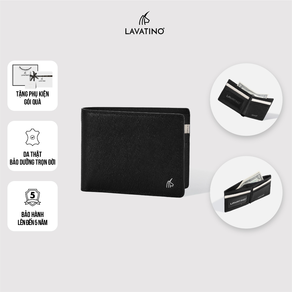 Ví Nam Cao Cấp Da Saffiano Chống Xước, Chống Thấm Nước Chính Hãng Lavatino - WB28