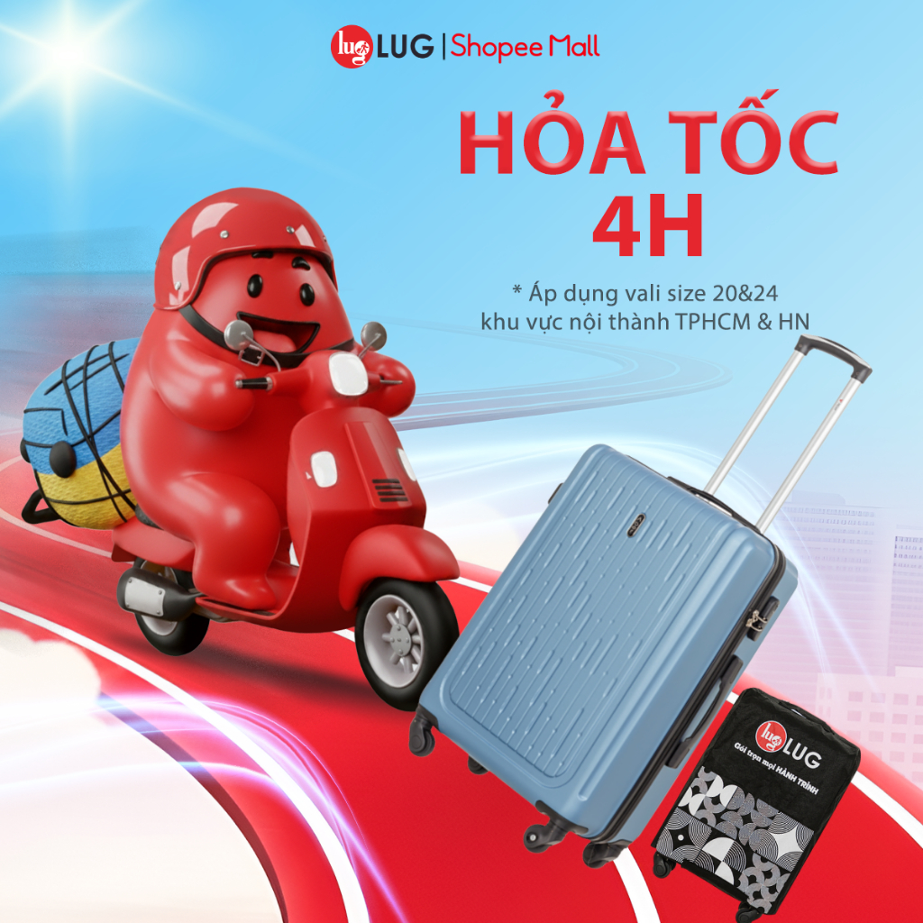 [HỎA TỐC SIZE 20 24 HCM & HN] Vali Kéo LUG Aber MHL010 Size 20/24 Nhựa ABS hạn chế trầy xước - Khóa số bảo mật an toàn