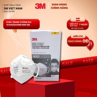 Khẩu trang 3m 9001 lọc 90% bụi mịn pm2.5 & khí thải chuẩn n90