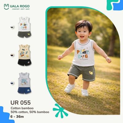 Bộ ba lỗ cho bé Ualarogo sát nách 6 tháng - 3 tuổi vải Cotton Sợi tre Bamboo mềm mại co giãn UR 055