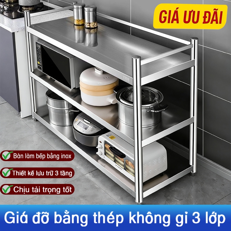 Kệ Inox Để Đồ Nhà Bếp Kệ Inox 304 Cao Cấp Kệ Để Lò Vi Sóng Đa Năng 3 4 5 Tầng Giá Để Đồ