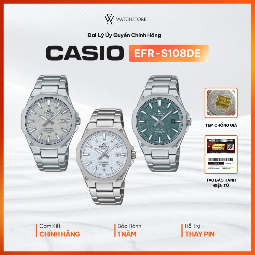 Đồng hồ Casio Edifice EFR-S108DE  Size 39.9mm Kính Saphire Dây Kim Loại Chính hãng
